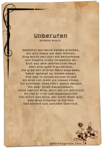 Unberufen - Wilhelm Busch - Gedicht