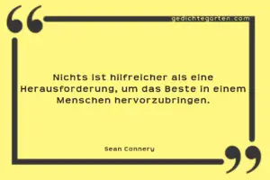 Nichts ist hilfreicher als eine Herausforderung, um das Beste in einem Menschen hervorzubringen.   Sean Connery