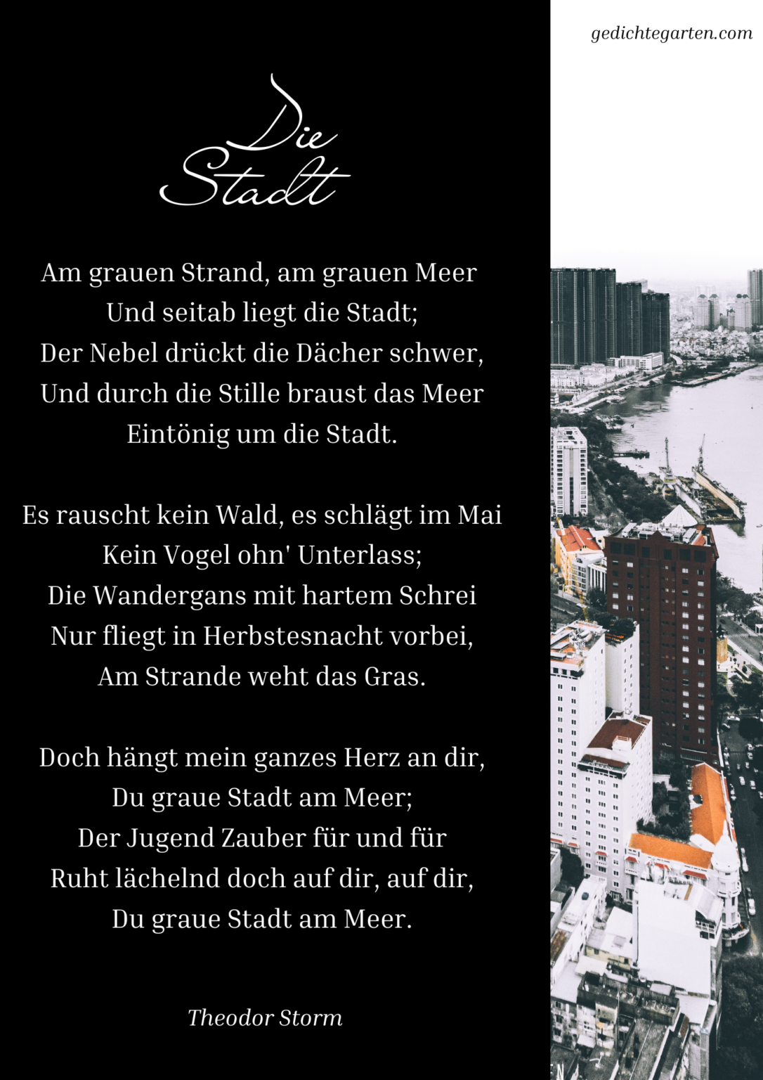 Die Stadt Theodor Storm Gedicht 🌹 Gedichte Garten