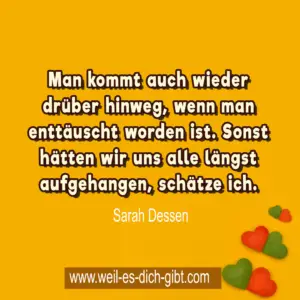 „Man kommt auch darüber hinweg, wenn man enttäuscht worden ist. Sonst hätten wir uns alle längst aufgehängt, schätze ich.“ – Sarah Dessen über die Kraft, weiterzumachen