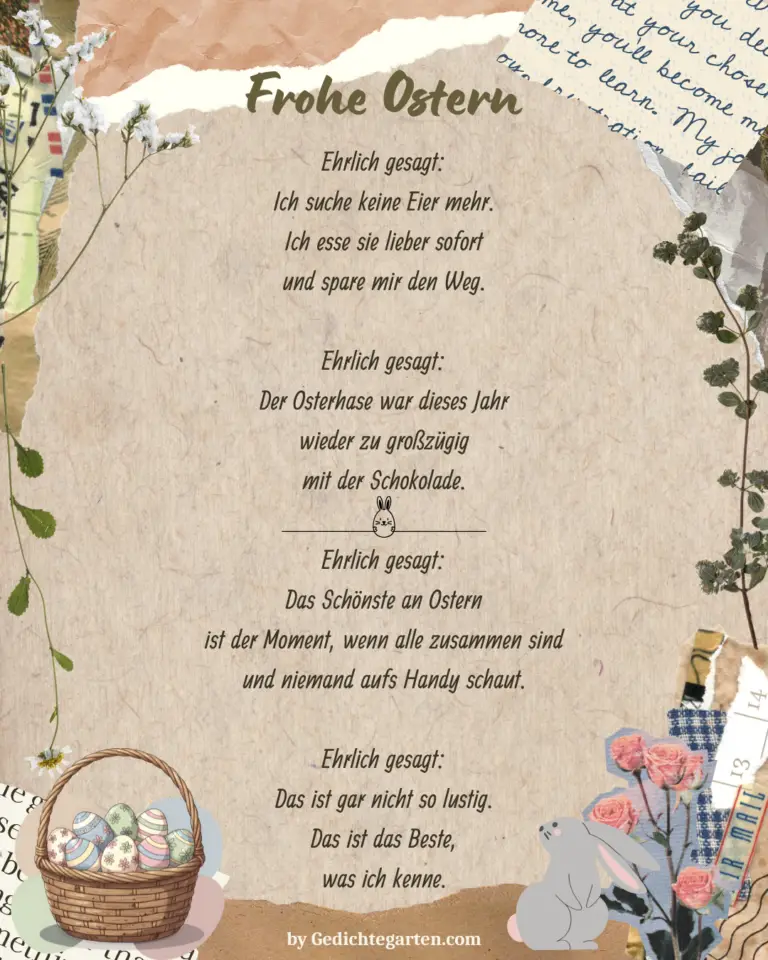 Lustiges Ostergedicht: „Ehrlich gesagt“ – das Ostergedicht für Erwachsene mit Humor