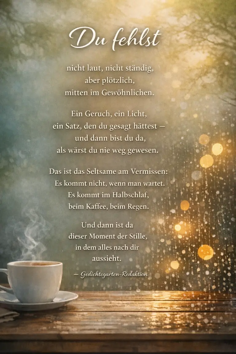 Gedicht Vermissen: „Du fehlst“ – wenn Worte sagen, was das Herz fühlt