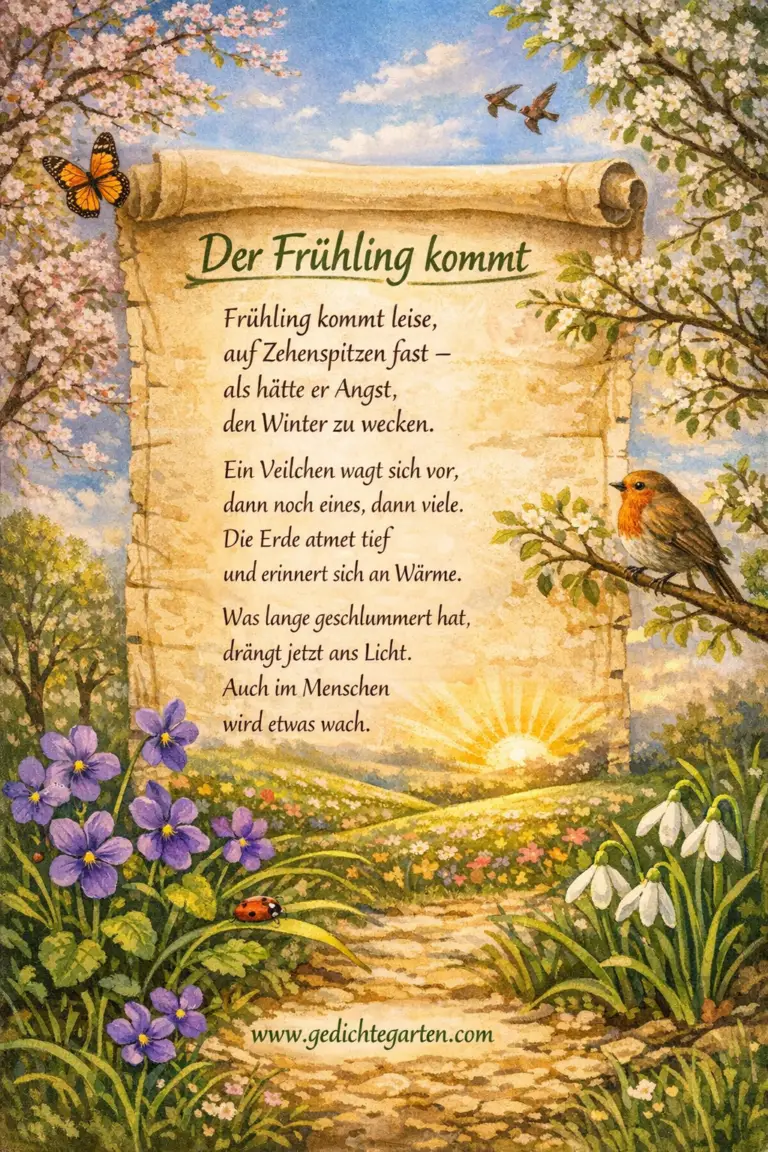 Frühling Gedicht: „Frühling kommt leise“ – mit Analyse & Bedeutung