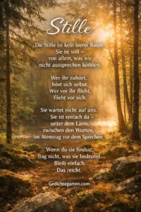 Gedicht über die Stille: „Stille“ – wenn Schweigen lauter ist als Worte