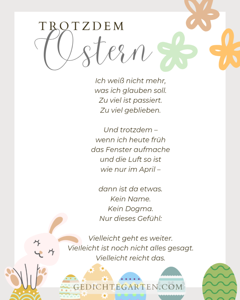Ostergedicht für Zweifler: „Trotzdem Ostern" – wenn man nicht mehr so recht glaubt 1 trotzdem ostern 20260326 092059 0000