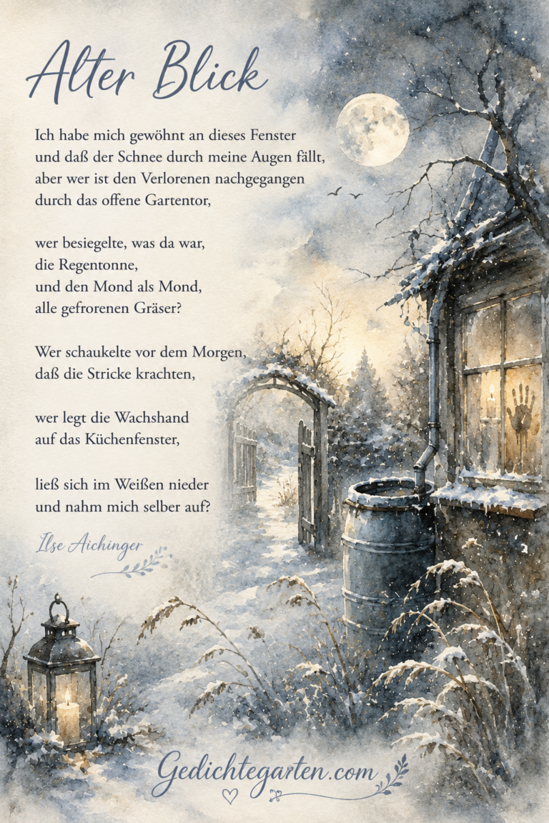Alter Blick – Ilse Aichinger: Ein Gedicht über Erinnerung, Verlust und Zeit