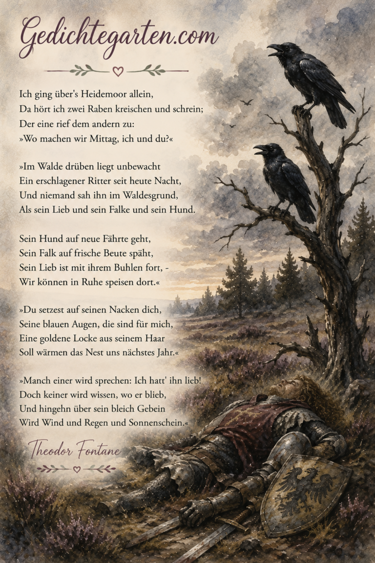 Die zwei Raben von Theodor Fontane: Gedicht, Interpretation und Bedeutung